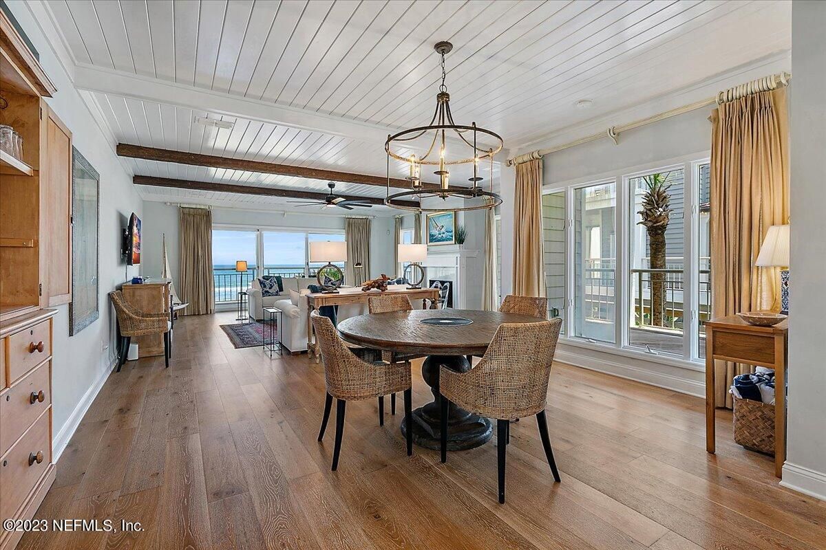 Chandelier, Dining room, Fireplace, Interior, Living room, Pendant Lights, Water, Wood Texture Flooring