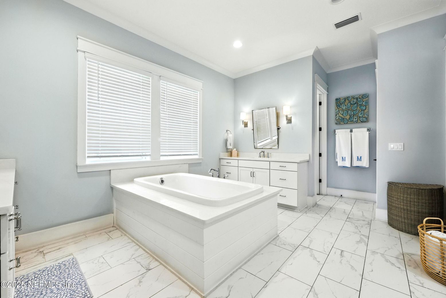 Bathroom, Interior, Marble, Recessed Lighting