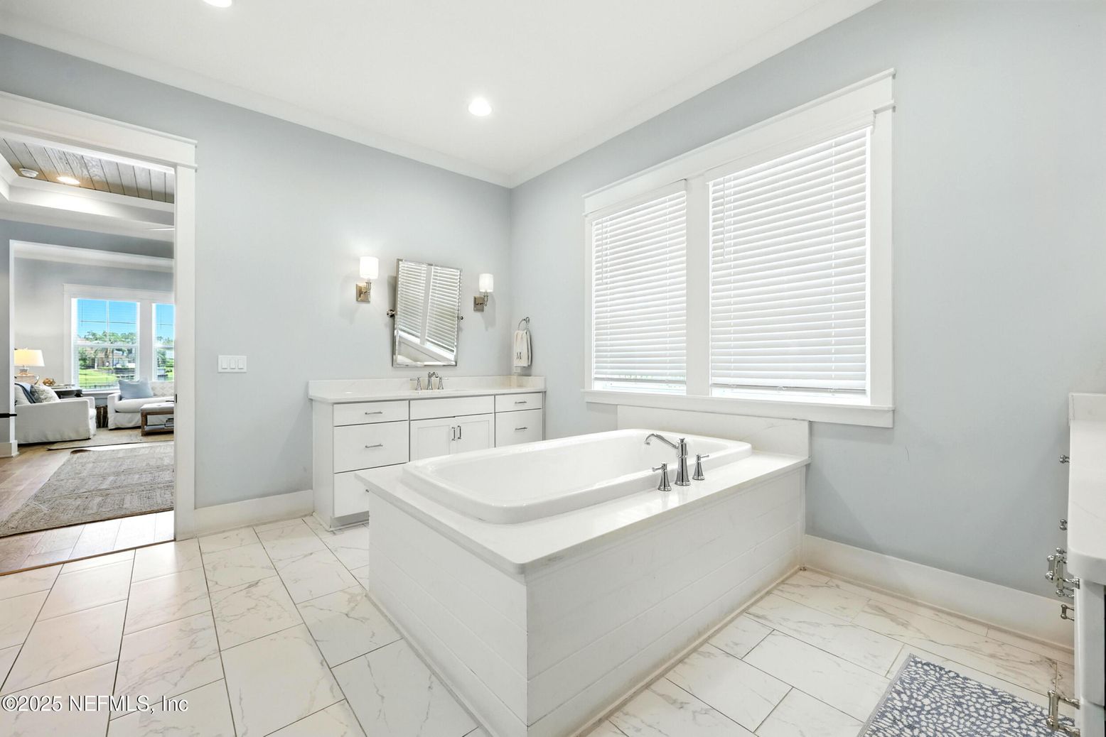 Bathroom, Interior, Marble, Recessed Lighting