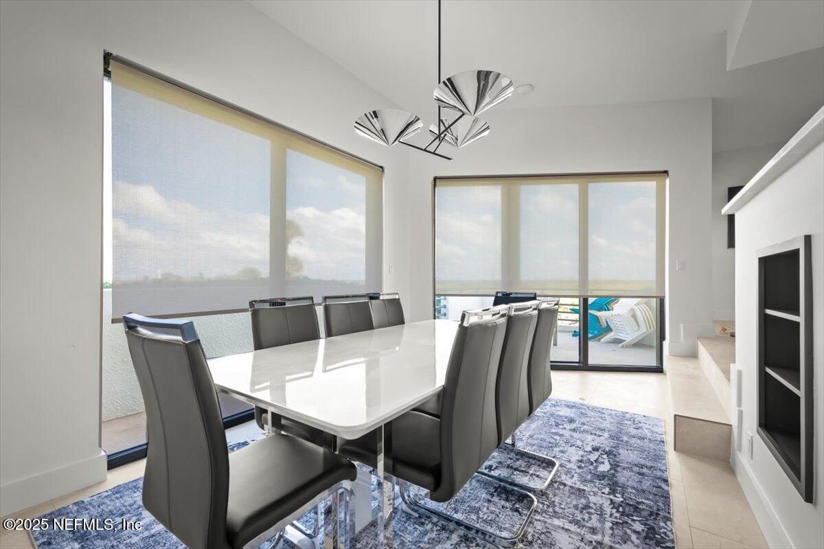 Dining room, Interior, Pendant Lights, Water