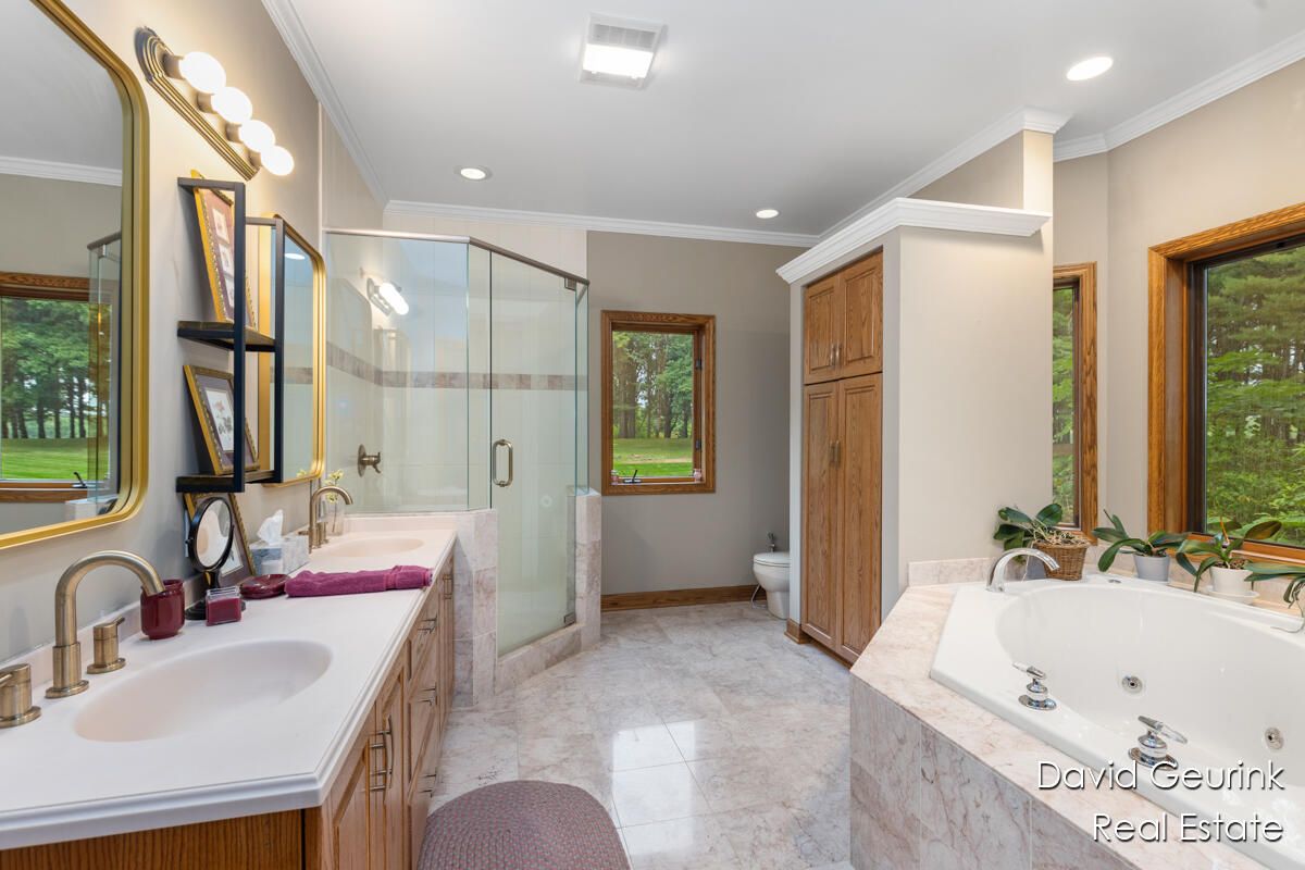 Bathroom, Dual Sink Vanities, Glass Shower, Interior, Recessed Lighting