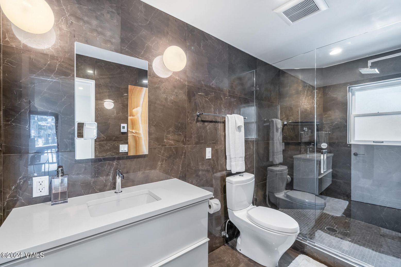 Bathroom, Glass Shower, Interior, Recessed Lighting