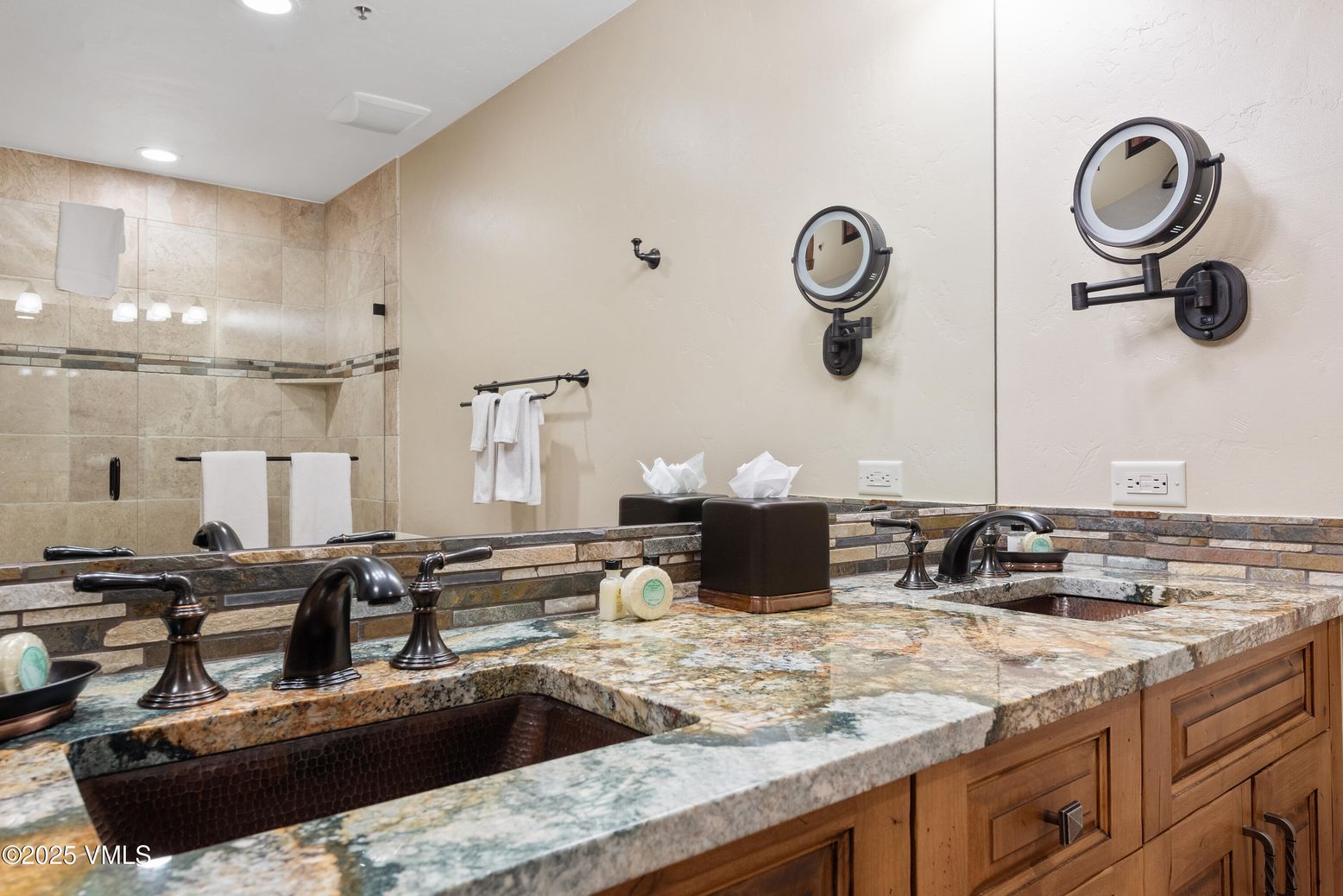 Bathroom, Dual Sink Vanities, Glass Shower, Interior, Recessed Lighting