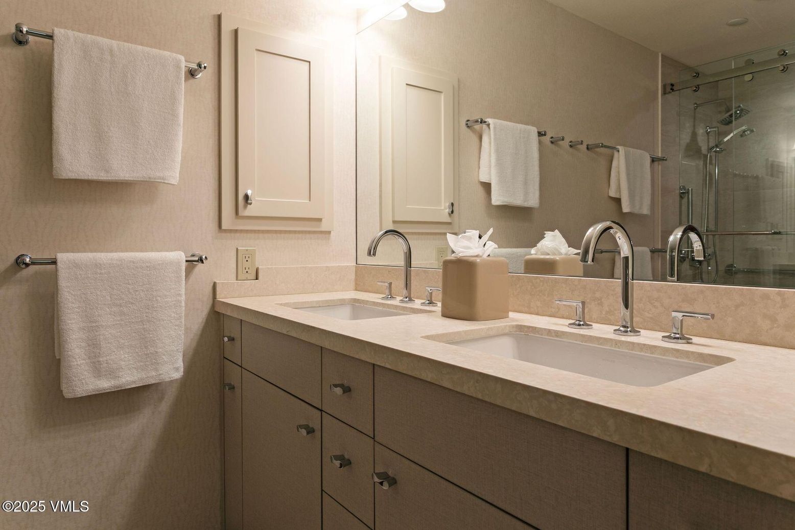 Bathroom, Dual Sink Vanities, Glass Shower, Interior