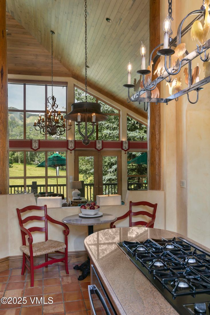 Chandelier, Dining room, Interior, Kitchen, Pendant Lights, Wooden Ceilings
