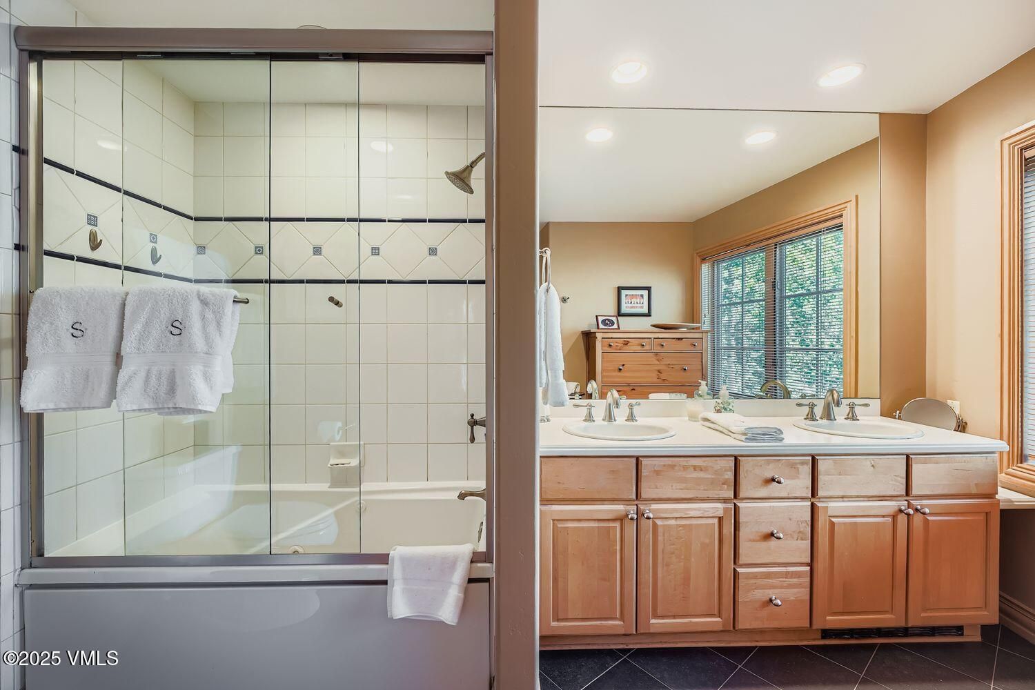 Bathroom, Dual Sink Vanities, Glass Shower, Interior, Recessed Lighting