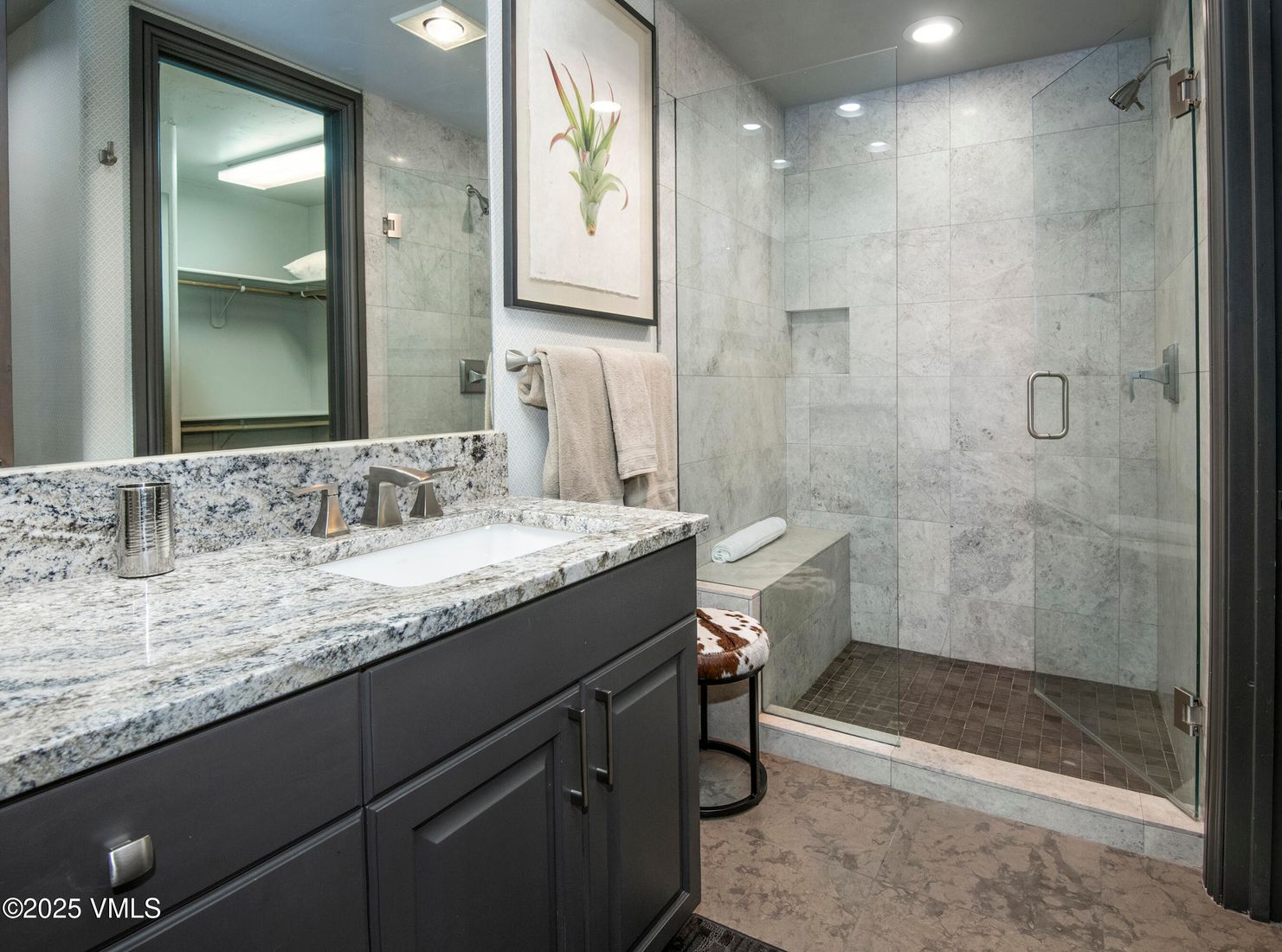 Bathroom, Glass Shower, Interior, Marble Walls, Recessed Lighting