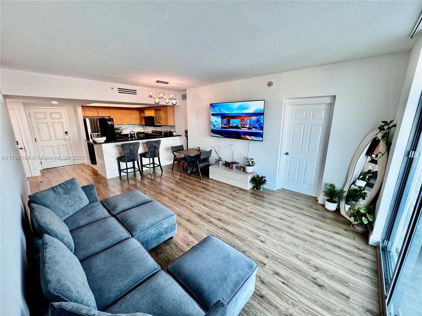 Interior, Kitchen, Living room, Stainless Steel Appliances, Wood Texture Flooring