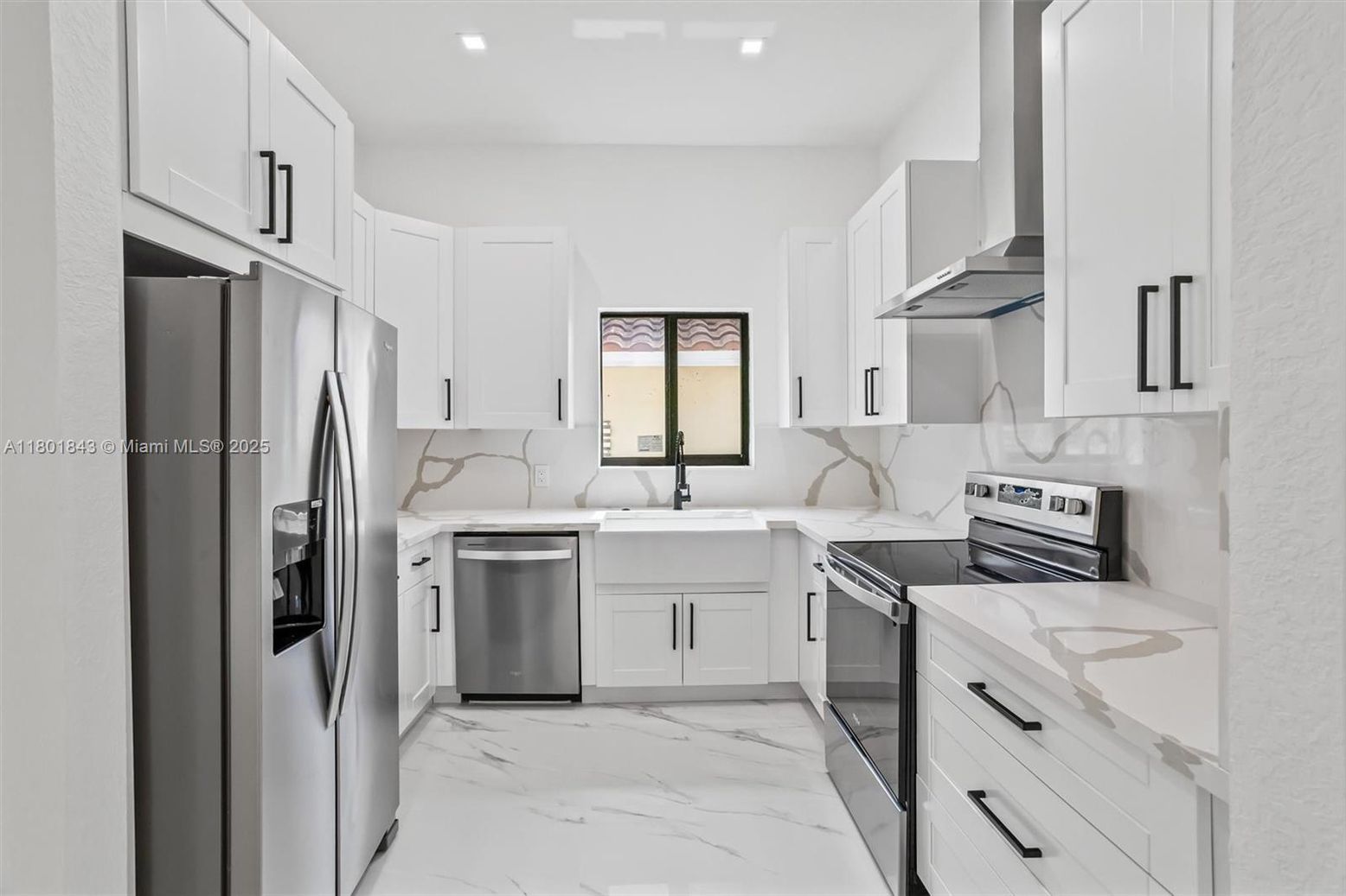 Interior, Kitchen, Marble, Recessed Lighting, Stainless Steel Appliances