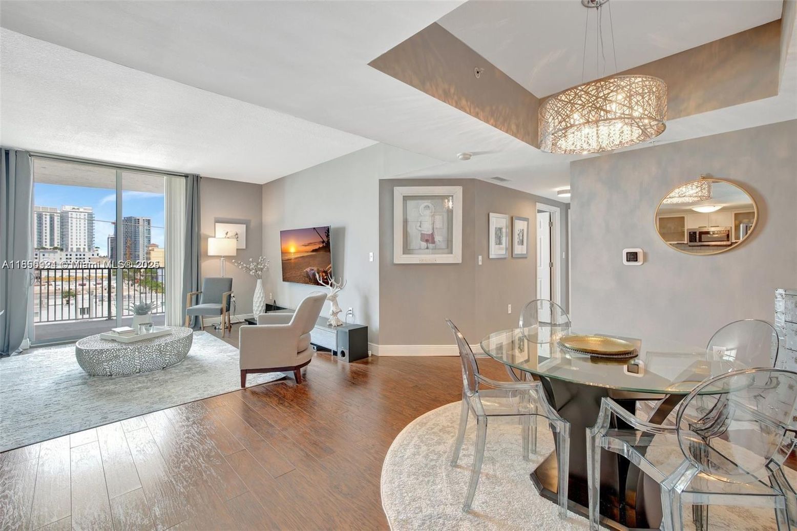 Dining room, Interior, Living room, Pendant Lights, Water, Wood Texture Flooring