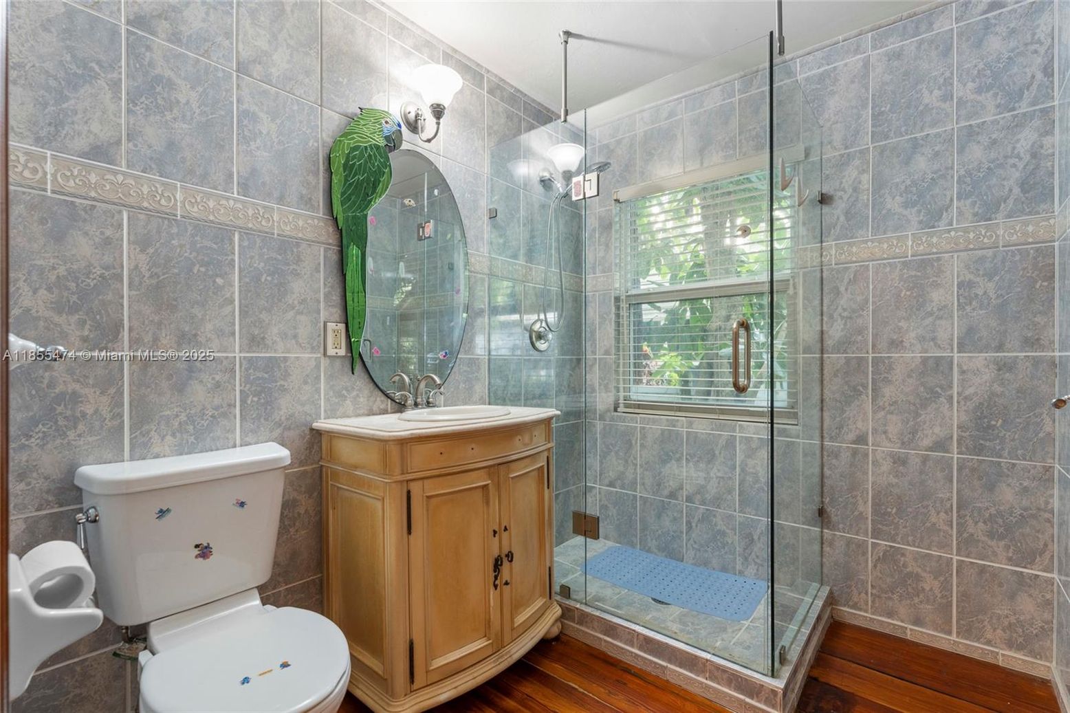 Bathroom, Glass Shower, Interior, Wood Texture Flooring