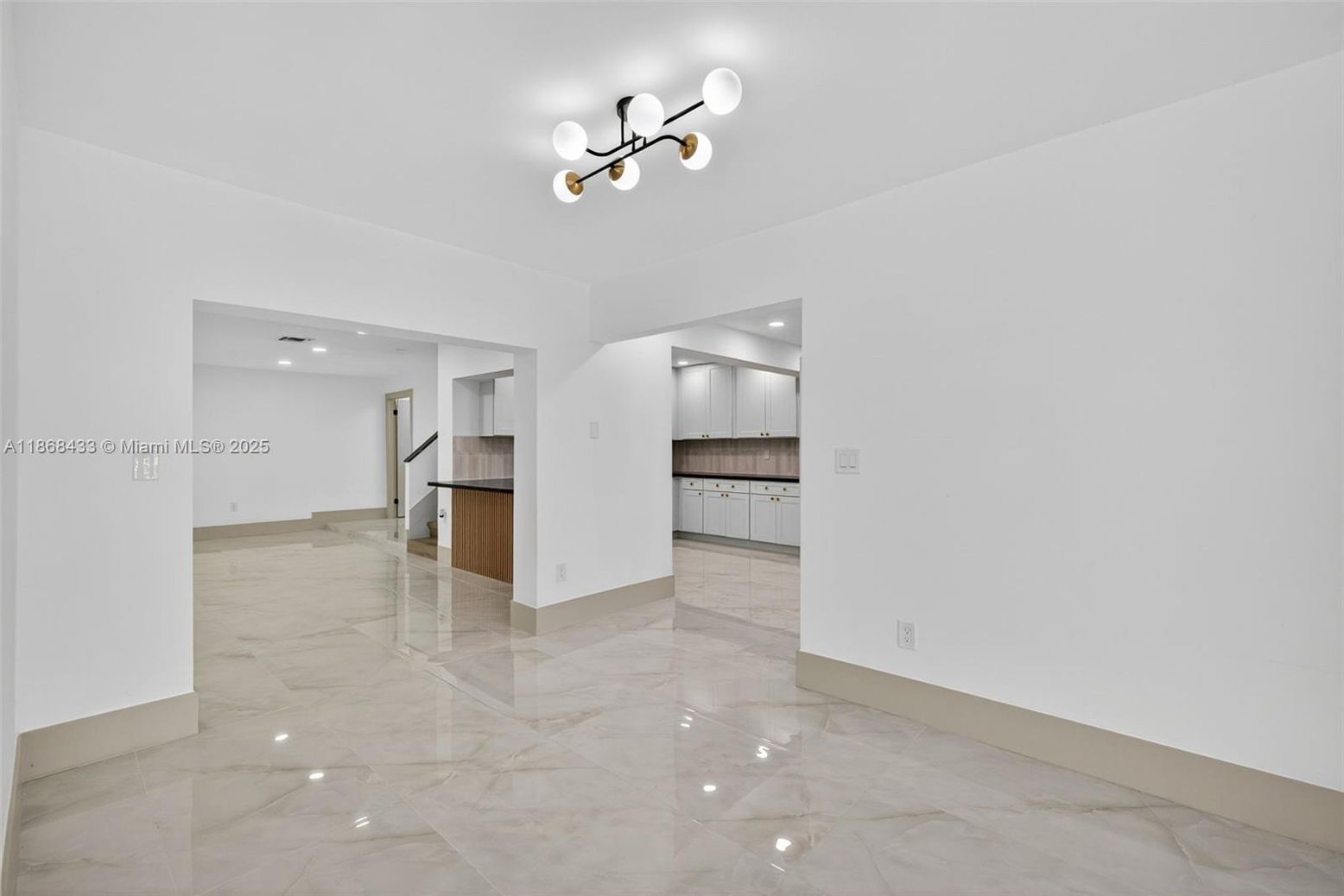 Empty room, Interior, Kitchen, Marble, Recessed Lighting
