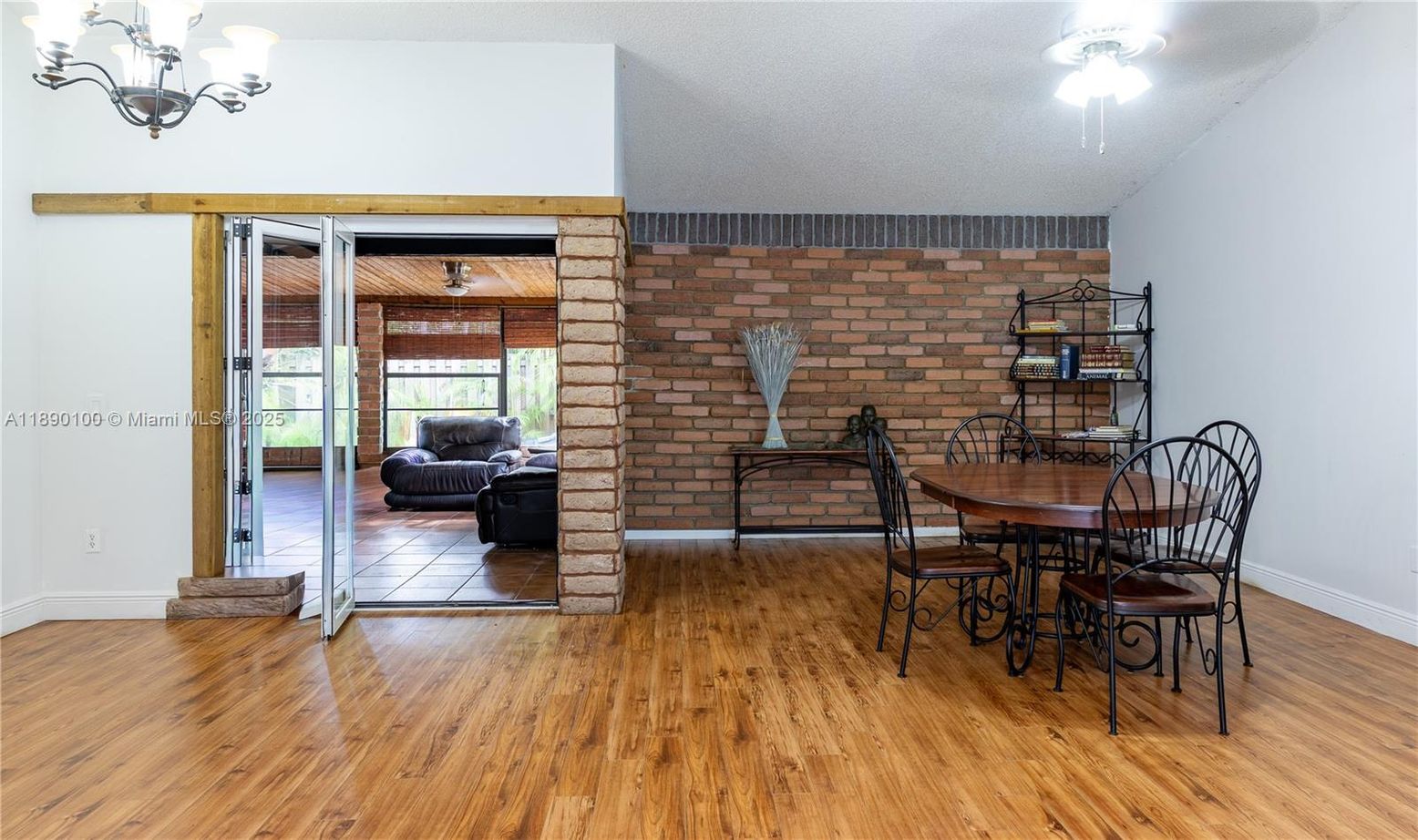 Chandelier, Dining room, Interior, Stone Walls, Wood Texture Flooring