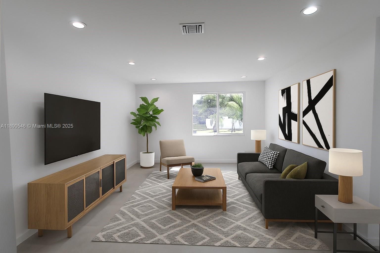 Interior, Living room, Recessed Lighting