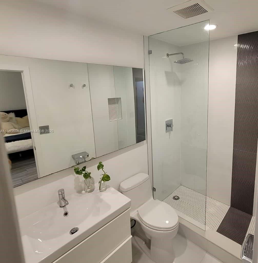 Bathroom, Glass Shower, Interior, Recessed Lighting