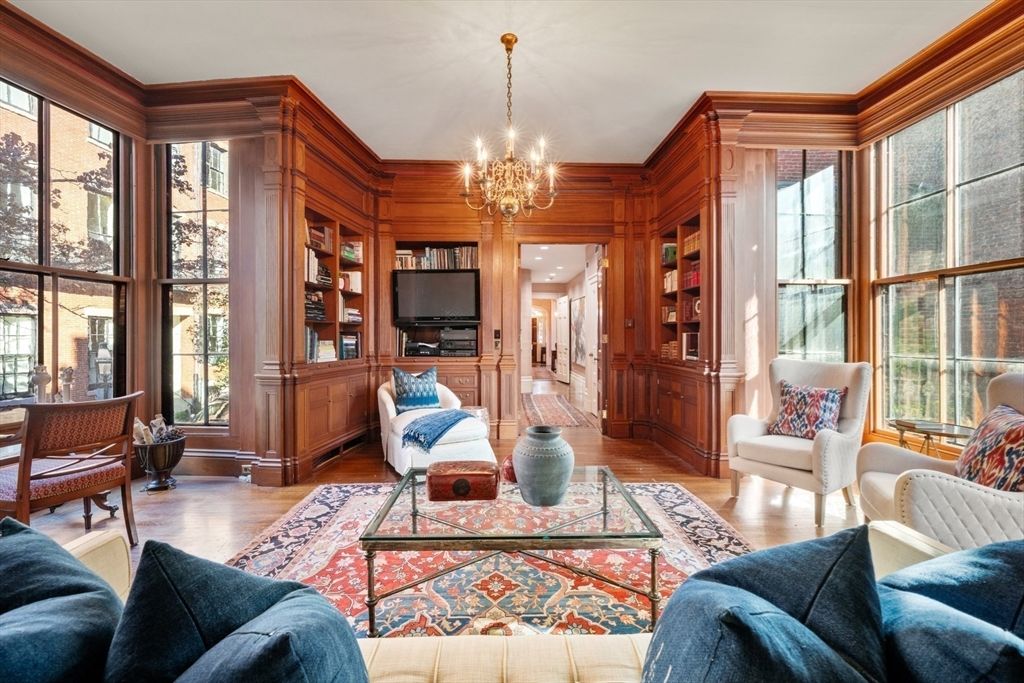 Chandelier, Interior, Living room, Recessed Lighting, Wood Texture Flooring, Wooden Walls