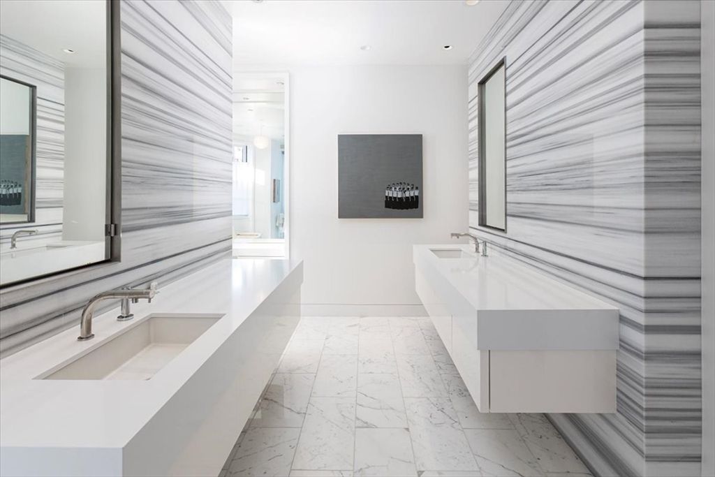 Bathroom, Interior, Marble, Recessed Lighting