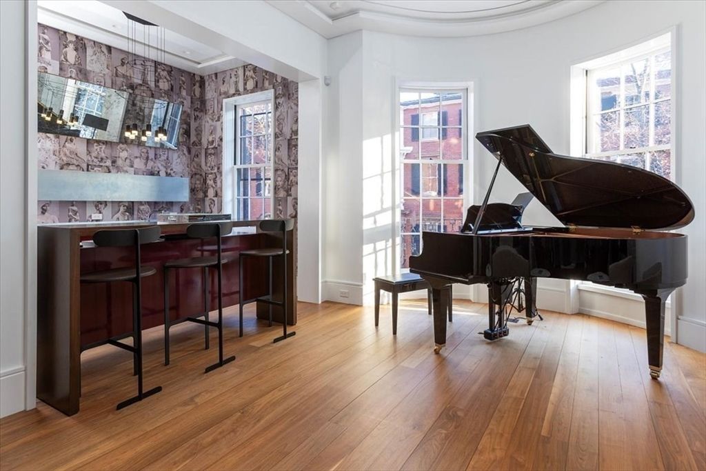 Interior, Pendant Lights, Piano, Wood Texture Flooring