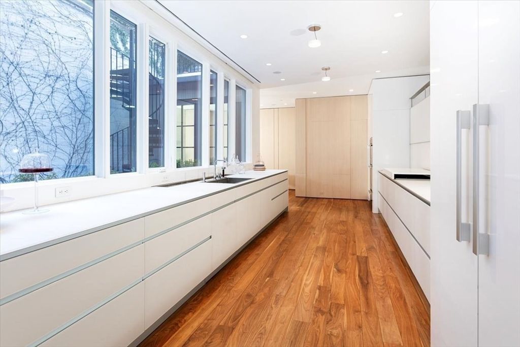 Interior, Kitchen, Recessed Lighting, Wood Texture Flooring