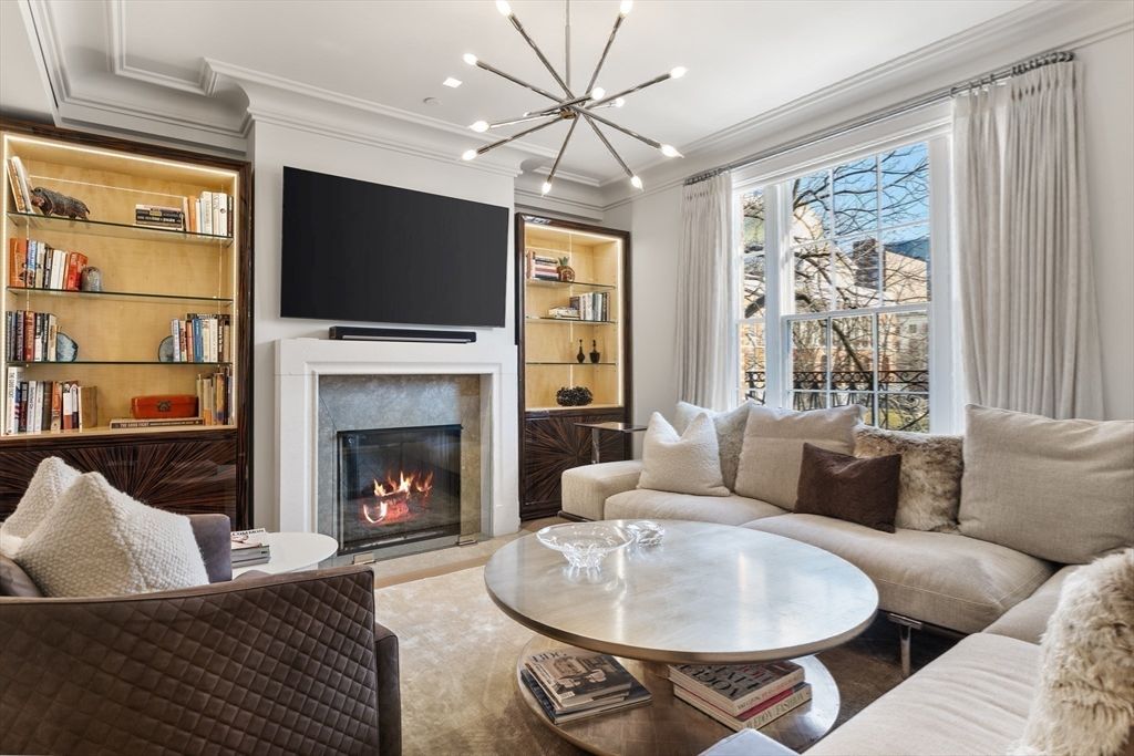 Fireplace, Interior, Living room, Pendant Lights