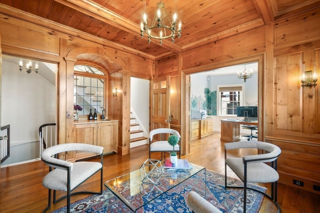 Chandelier, Interior, Living room, Wooden Beams, Wooden Ceilings, Wood Texture Flooring, Wooden Walls