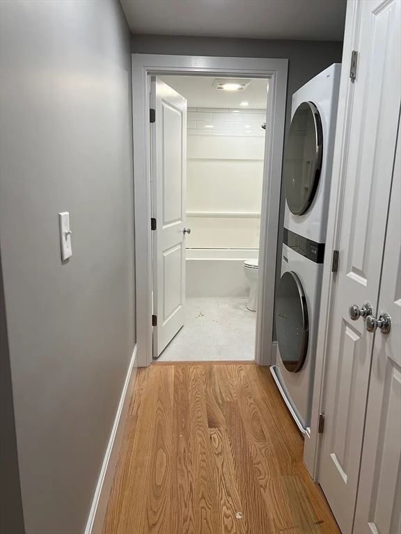 Bathroom, Interior, Recessed Lighting, Utility Closets, Washer, Wood Texture Flooring