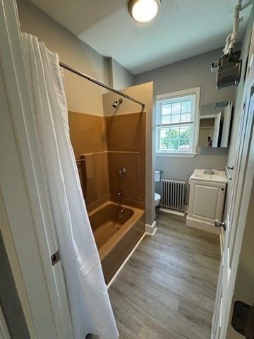 Bathroom, Interior, Recessed Lighting, Wood Texture Flooring