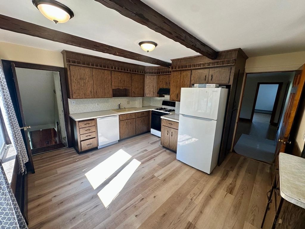 Interior, Kitchen, Wooden Beams, Wood Texture Flooring
