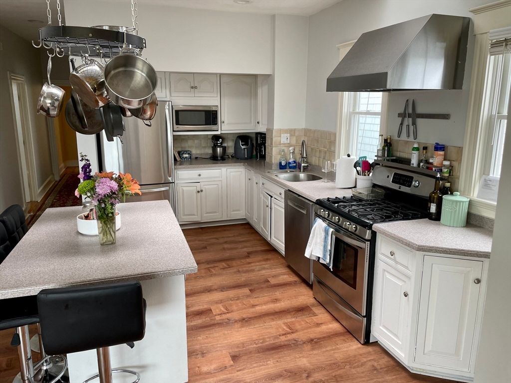 Interior, Kitchen, Stainless Steel Appliances, Wood Texture Flooring