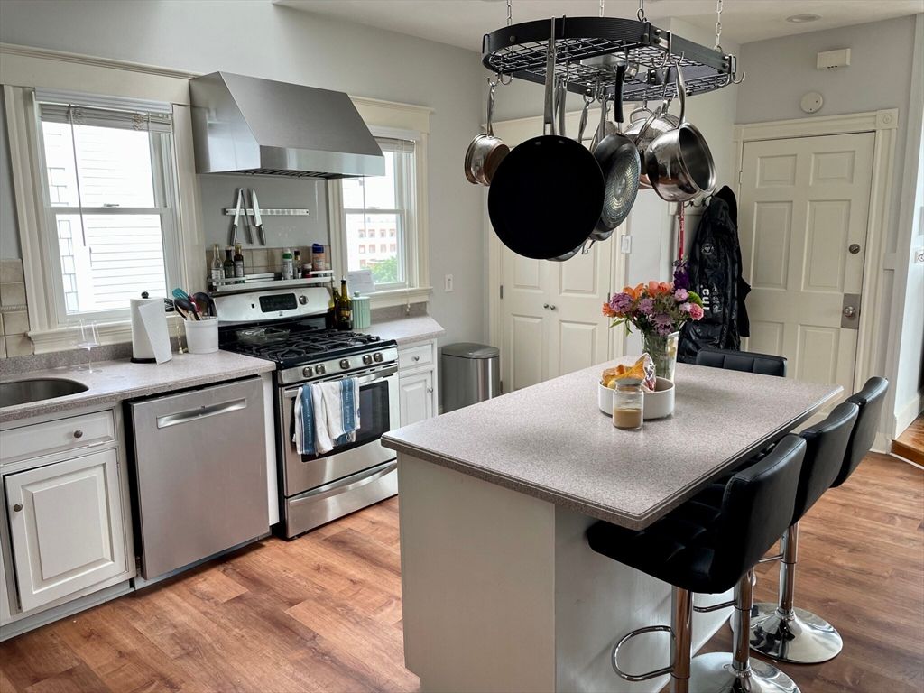 Interior, Kitchen, Stainless Steel Appliances, Wood Texture Flooring