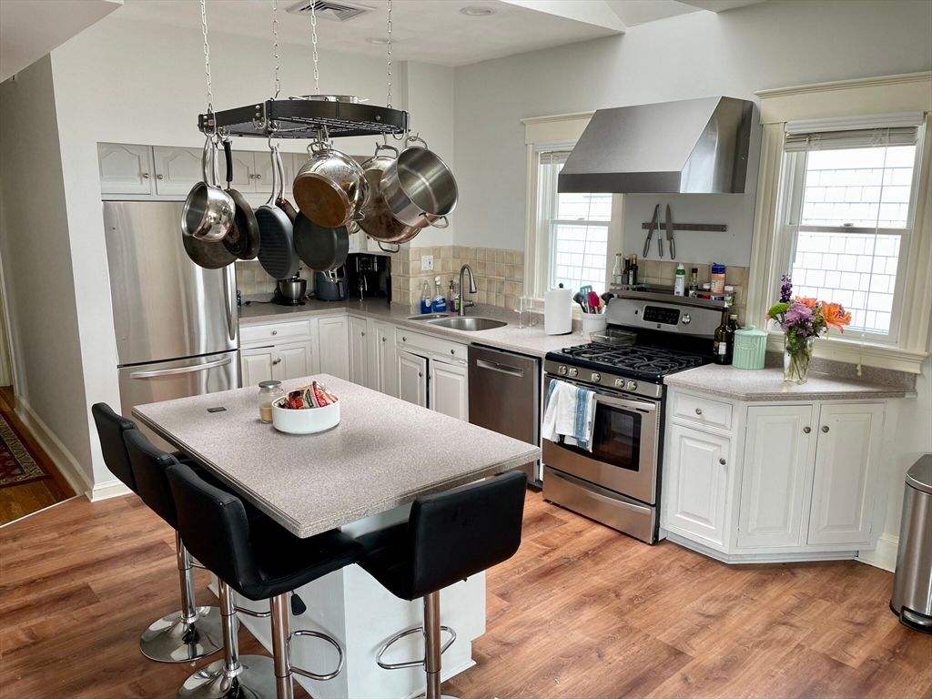Interior, Kitchen, Stainless Steel Appliances, Wood Texture Flooring