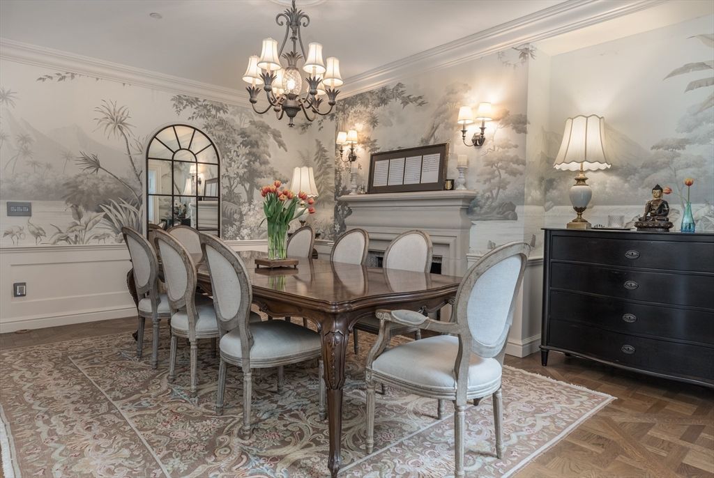 Chandelier, Dining room, Interior, Wood Texture Flooring
