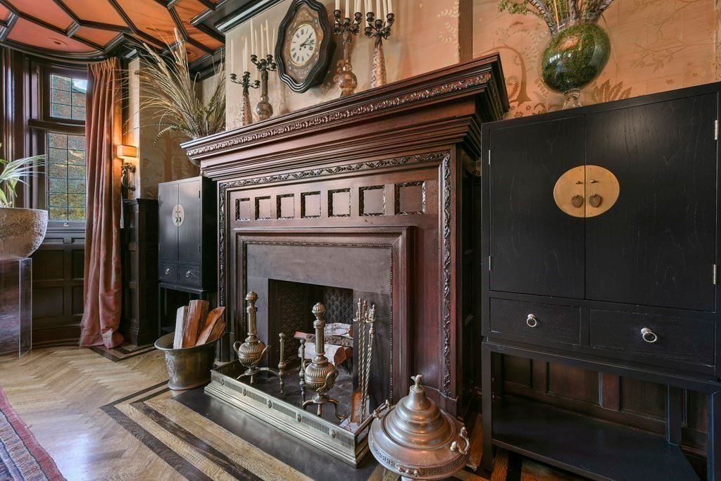 Fireplace, Interior, Wood Texture Flooring