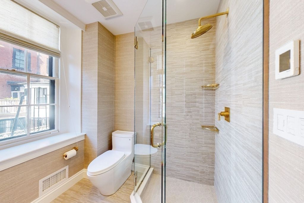 Bathroom, Glass Shower, Interior, Wood Texture Flooring
