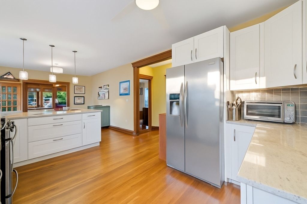 Interior, Kitchen, Pendant Lights, Stainless Steel Appliances, Wood Texture Flooring