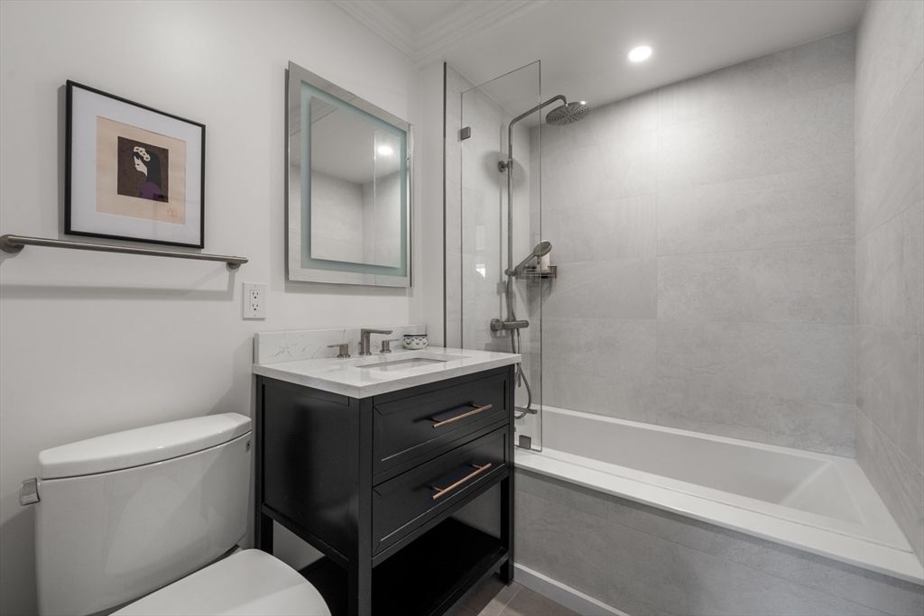 Bathroom, Glass Shower, Interior, Recessed Lighting