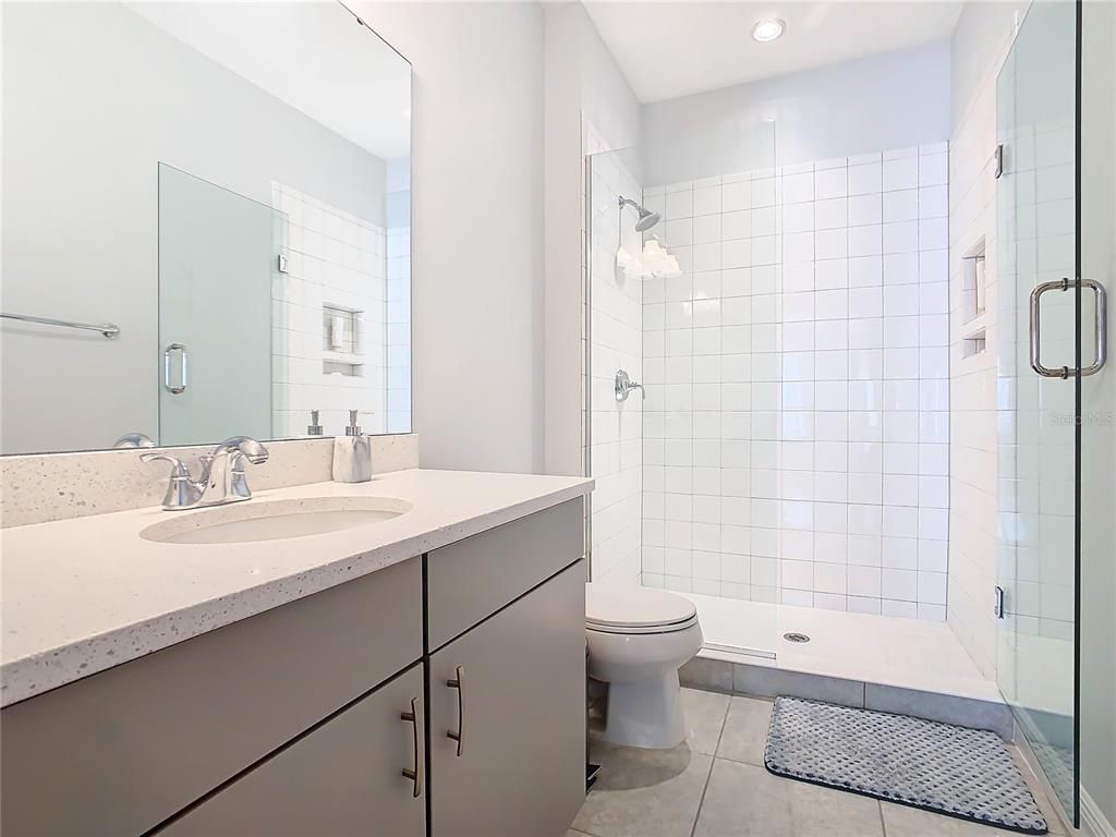 Bathroom, Glass Shower, Interior, Recessed Lighting