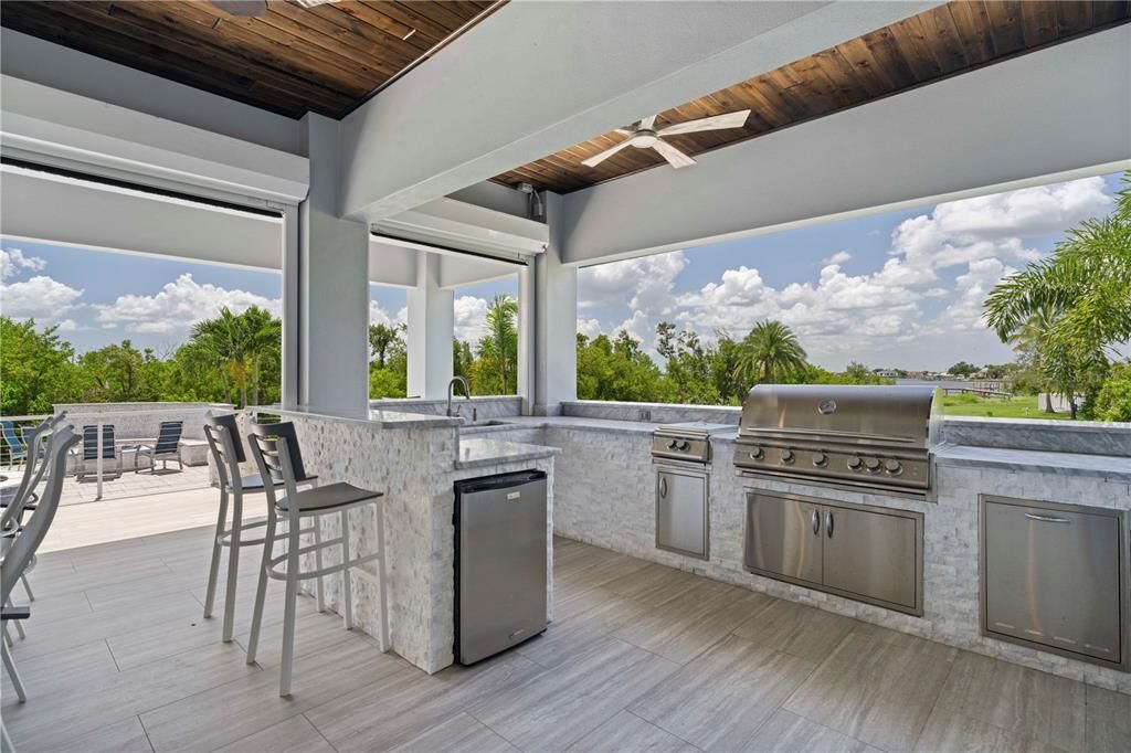 Exterior, Outdoor Kitchen, Wooden Ceilings