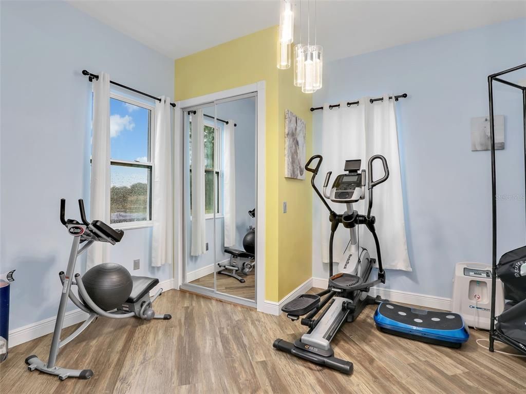 Fitness Equipment, Interior, Pendant Lights, Wood Texture Flooring