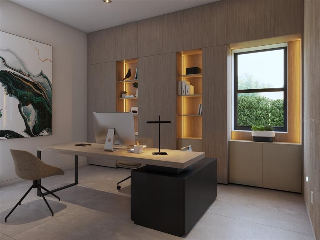 Home Office, Interior, Recessed Lighting