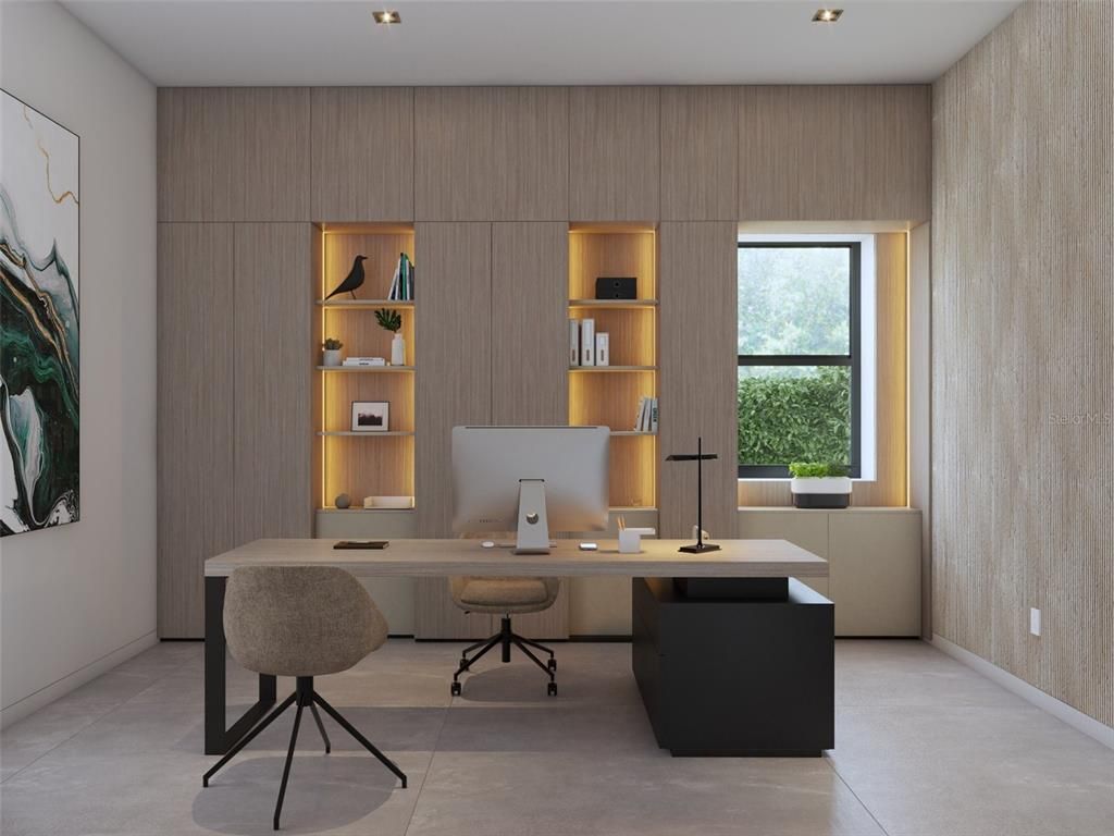 Home Office, Interior, Recessed Lighting