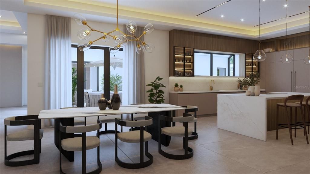 Dining room, Interior, Pendant Lights, Recessed Lighting