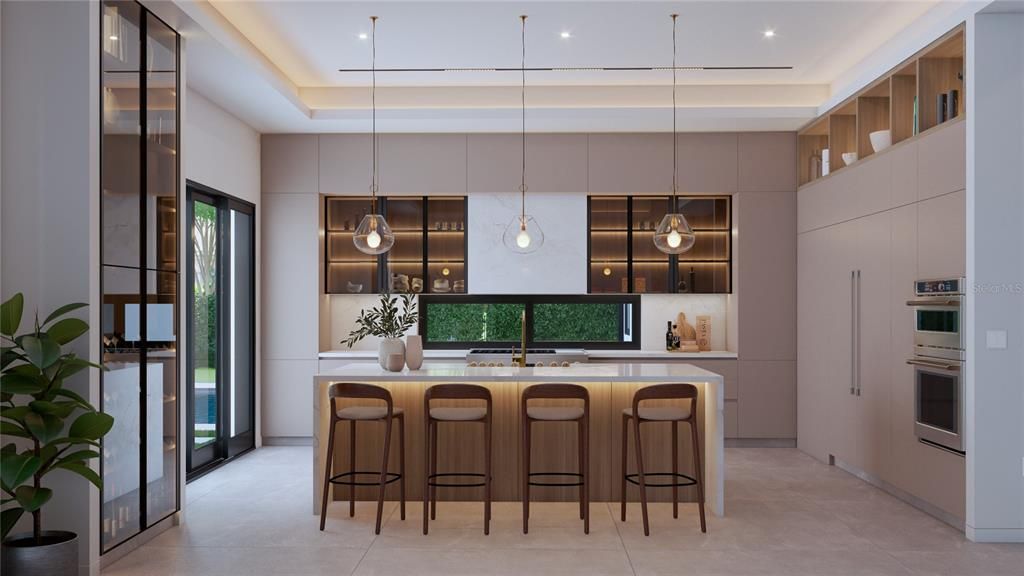 Interior, Kitchen, Pendant Lights, Recessed Lighting, Stainless Steel Appliances