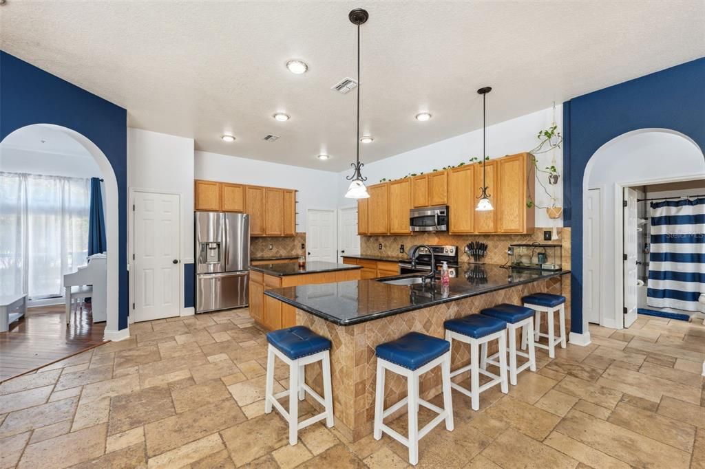 Interior, Kitchen, Pendant Lights, Recessed Lighting, Stainless Steel Appliances