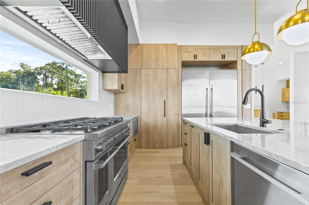 Interior, Kitchen, Pendant Lights, Stainless Steel Appliances, Wood Texture Flooring