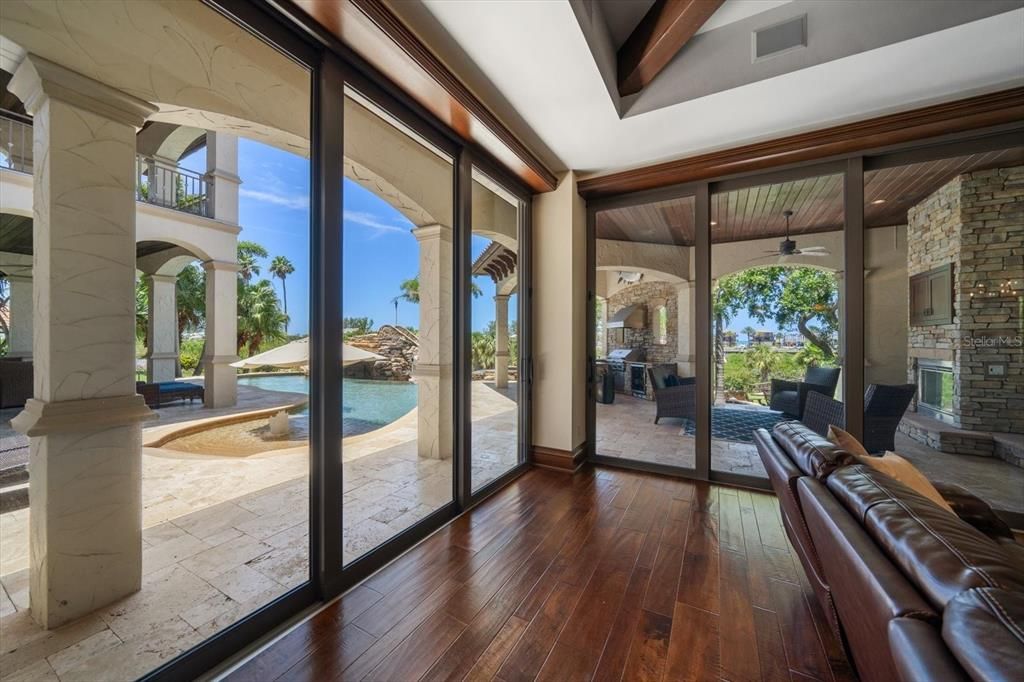 Interior, Stone Walls, Wood Texture Flooring