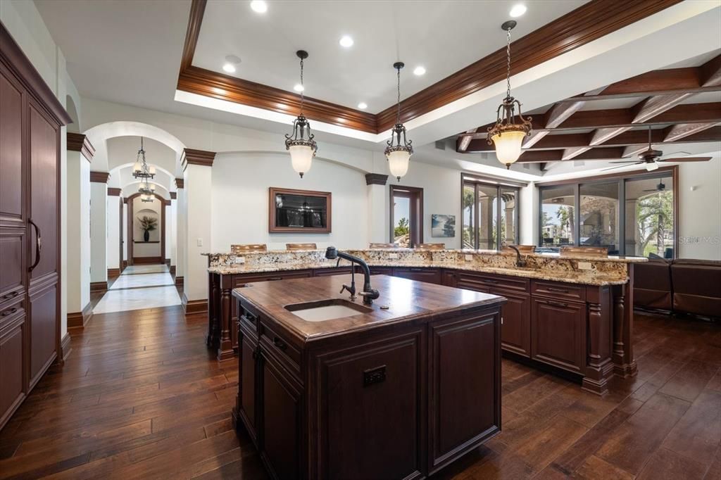 Interior, Kitchen, Pendant Lights, Recessed Lighting, Wood Texture Flooring