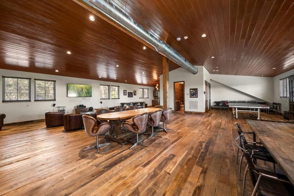 Dining room, Interior, Recessed Lighting, Wooden Ceilings, Wood Texture Flooring