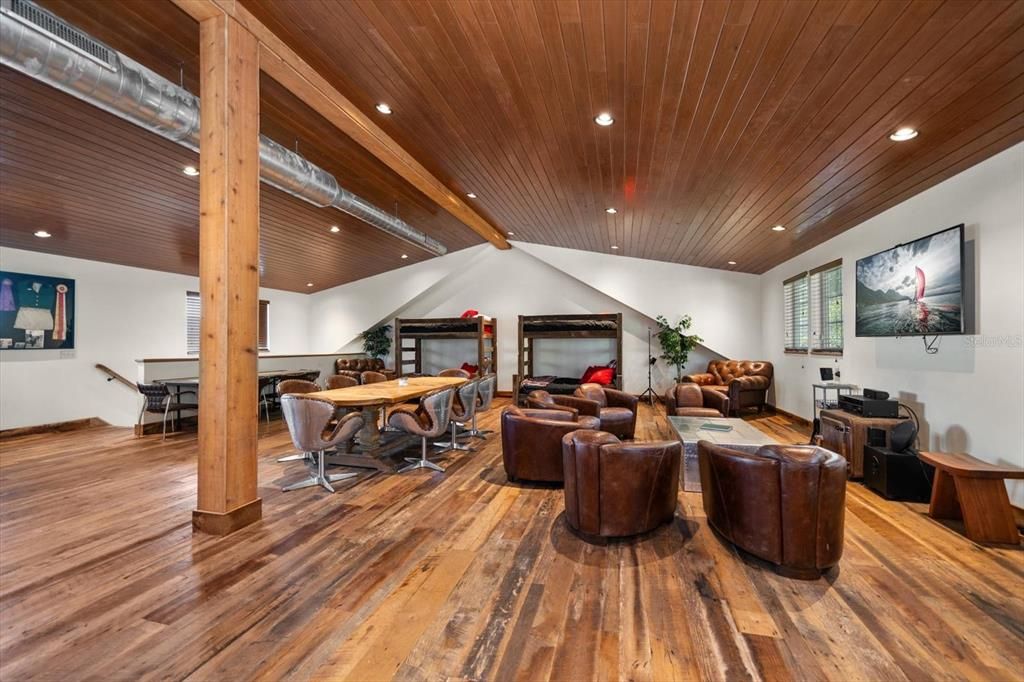 Interior, Living room, Recessed Lighting, Wooden Ceilings, Wood Texture Flooring