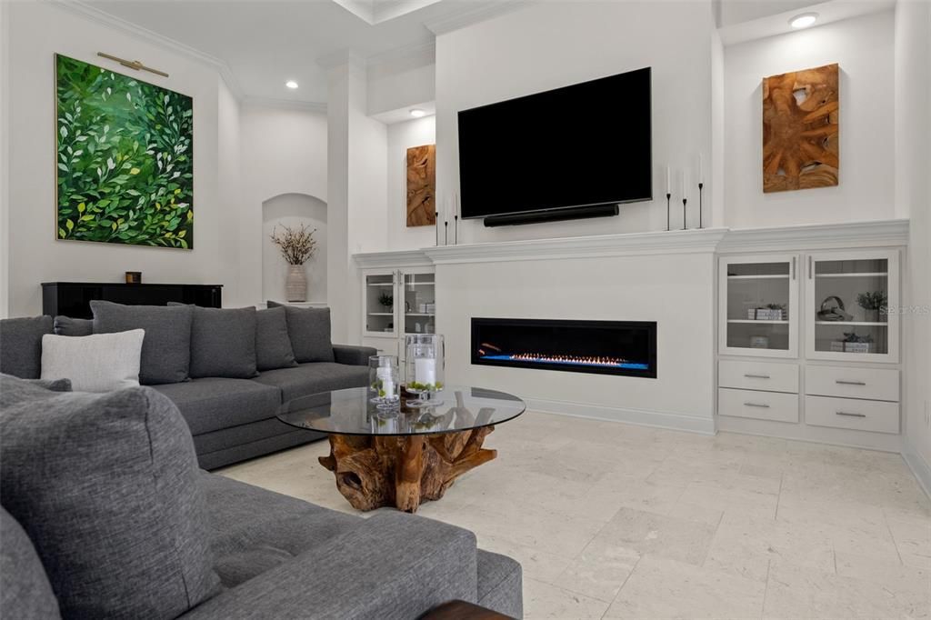Fireplace, Interior, Living room, Recessed Lighting
